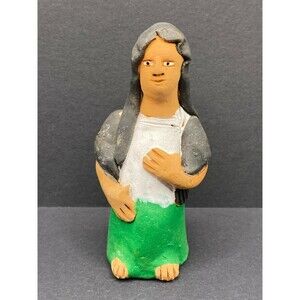 Vintage Dia De Los Muertos Muneca Green Josefina Aguilar Family - Free Shipping